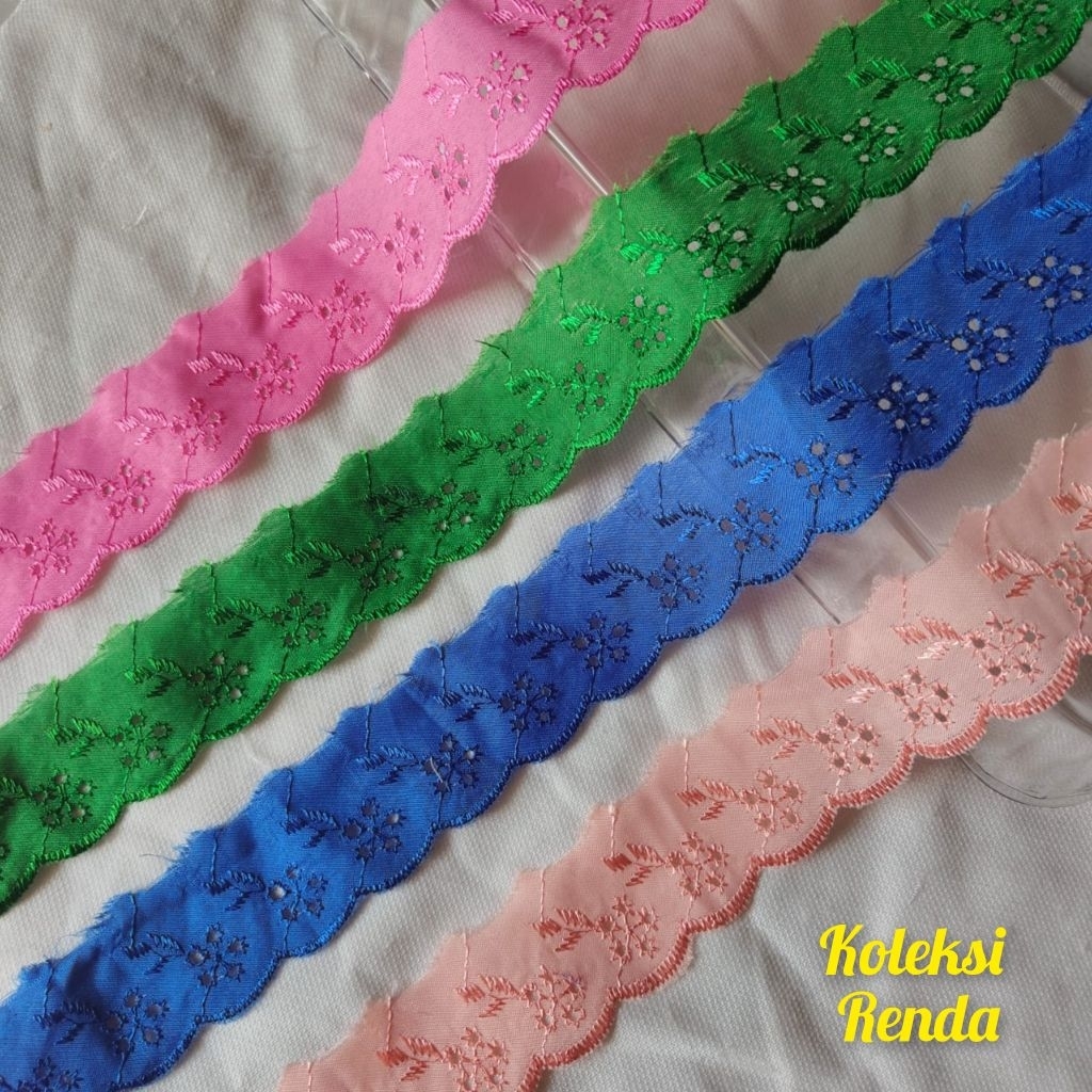 Renda katun jepang, renda katun lebar 4cm isi 15 yard