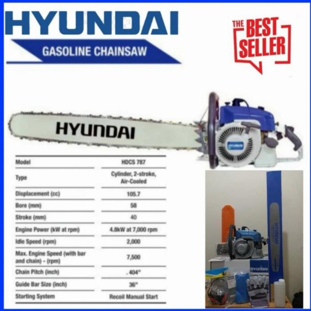 Mesin Gergaji Kayu hyundai HDSC 787 mesin chainsaw hyundai 36 inci