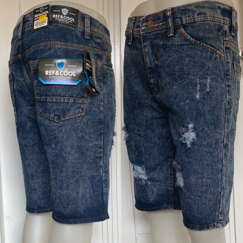 Celana Pendek Sobek Jeans Pria Dewasa Jins Jean Robek Sobek2 Tembus Cowok Laki Cowo Warna Snow Blue 