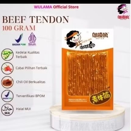 

Paket 3 pcs Wulama Vegetarian kulit tahu pedas Tendon 100 gram