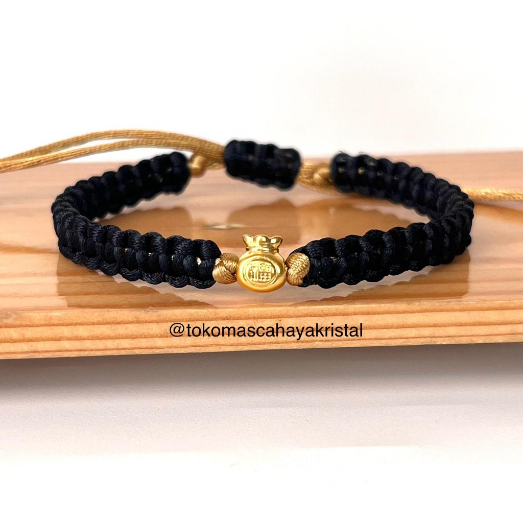 Gelang Tali Emas Charm Money Baga 24k HK Hongkong 999% - Gold Bracelet