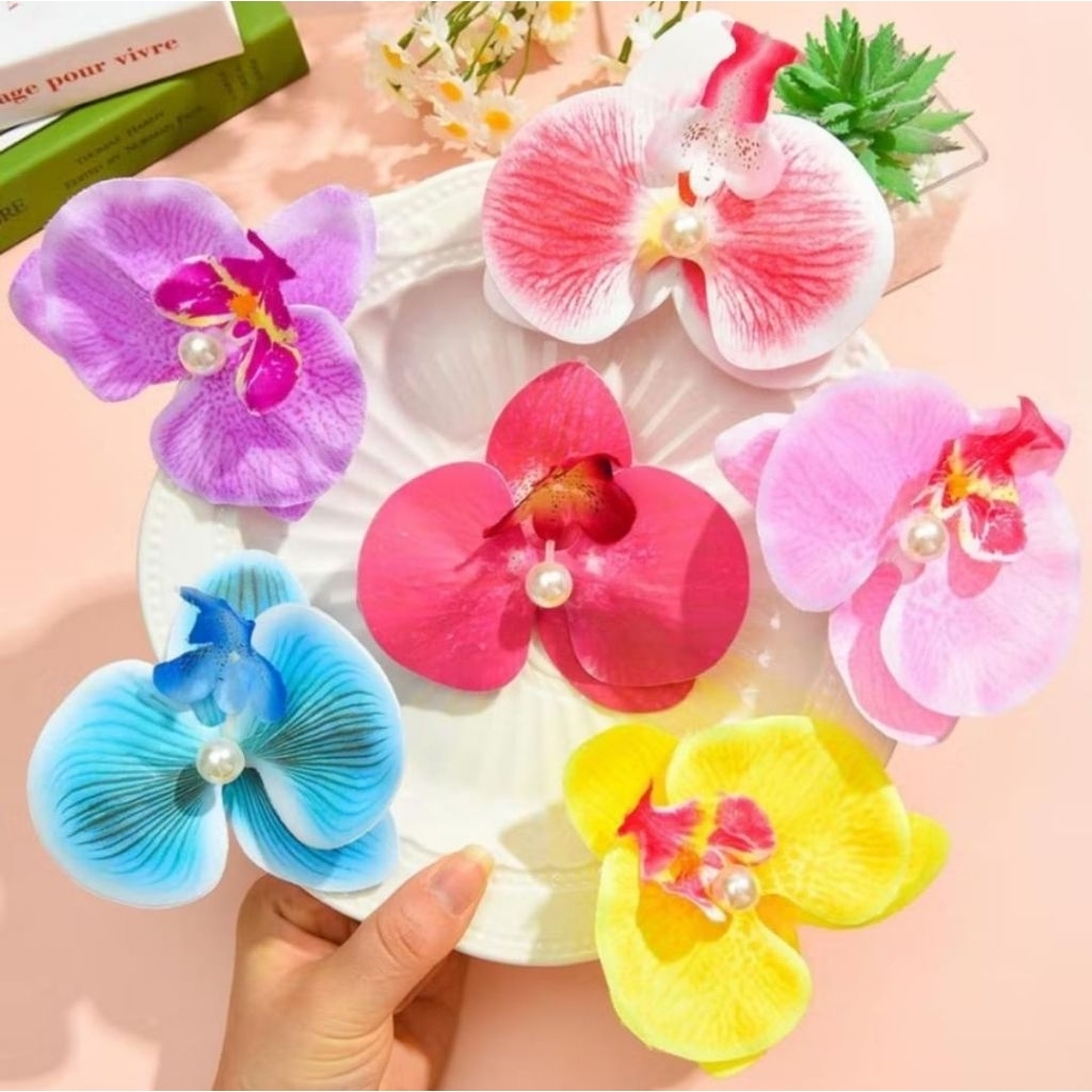 Jepit Rambut Bunga Anggrek Hiasan Kepala Bunga Anggrek Penjepit Rambut