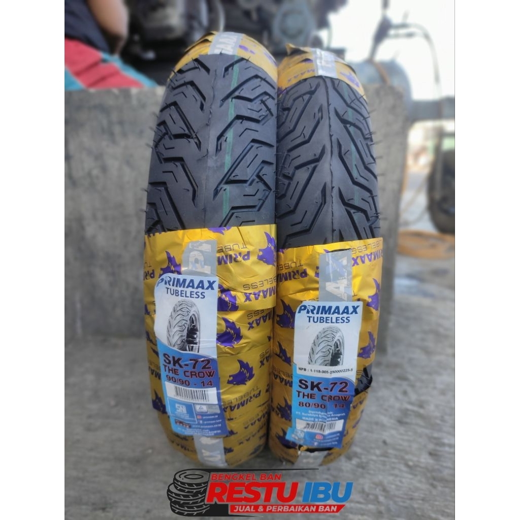 1 Pasang Ban Tubeles Primaax SK-72 The Crow 80/90-14 & 90/90-14