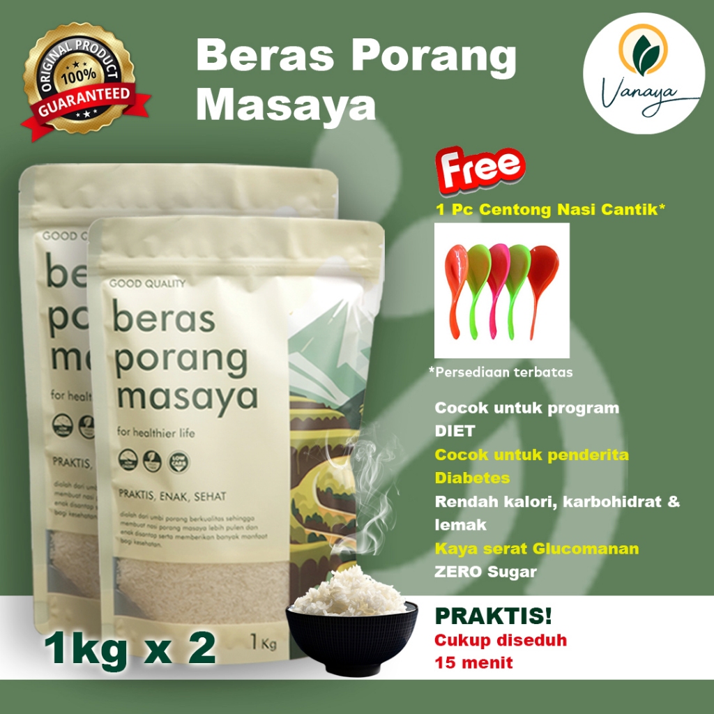

MASAYA BERAS PORANG 1kg x 2 FREE CENTONG NASI #berasdiet #berasporang #masaya