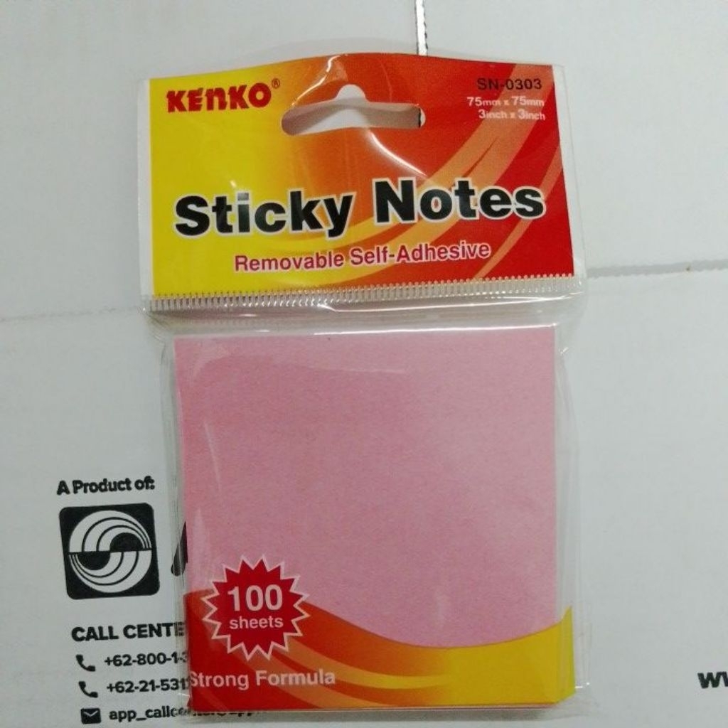 

sticky notes kenko 75mm x 75mm 100 sheets warna pink 1 pack