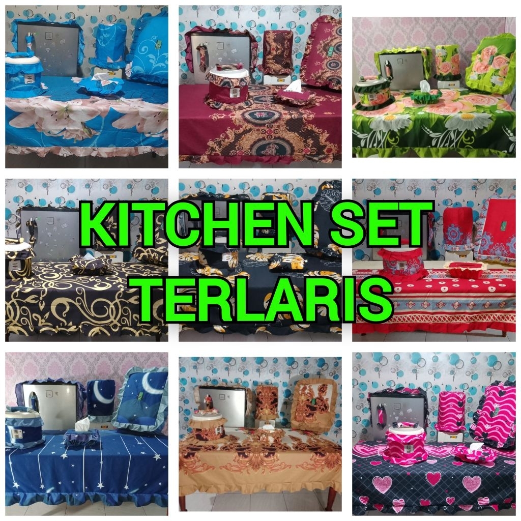 KITCHEN SET, TAPLAK MEJA MAKAN SET, TUDUNG SAJI ESTETIK