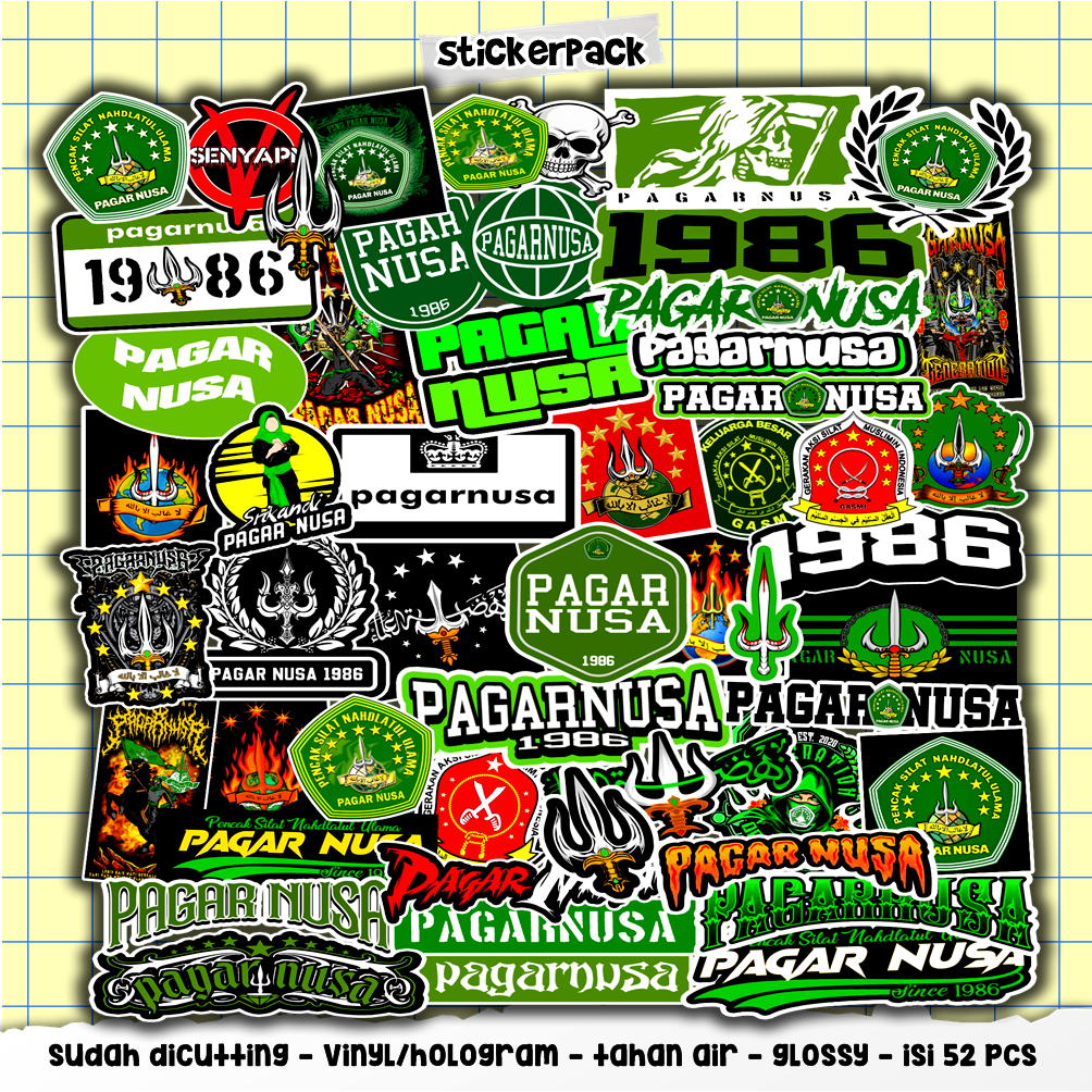 

sticker pagar nusa series isi 52pcs, vinyl & hologram tahan air