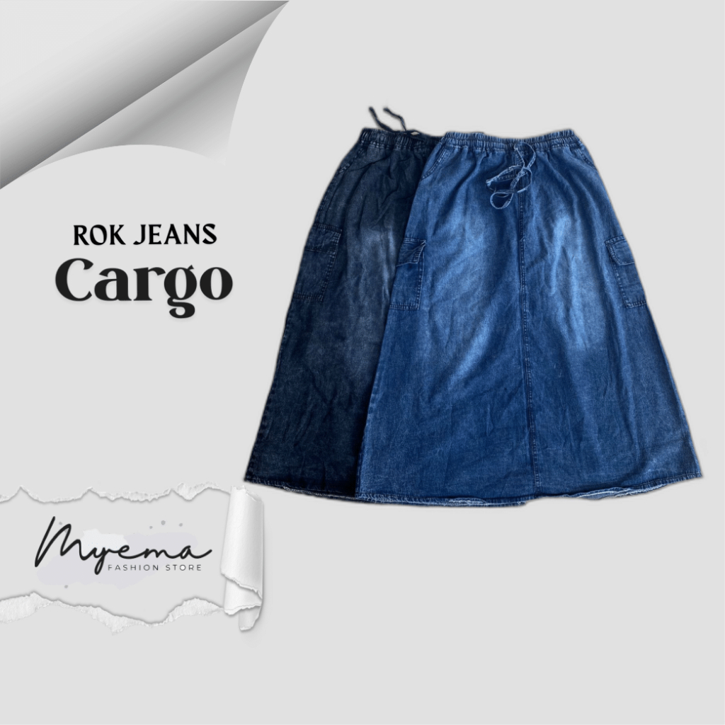ROK JEANS CARGO PREMIUM || ROK CARGO DENIM JUMBO || ROK PANJANG JUMBO