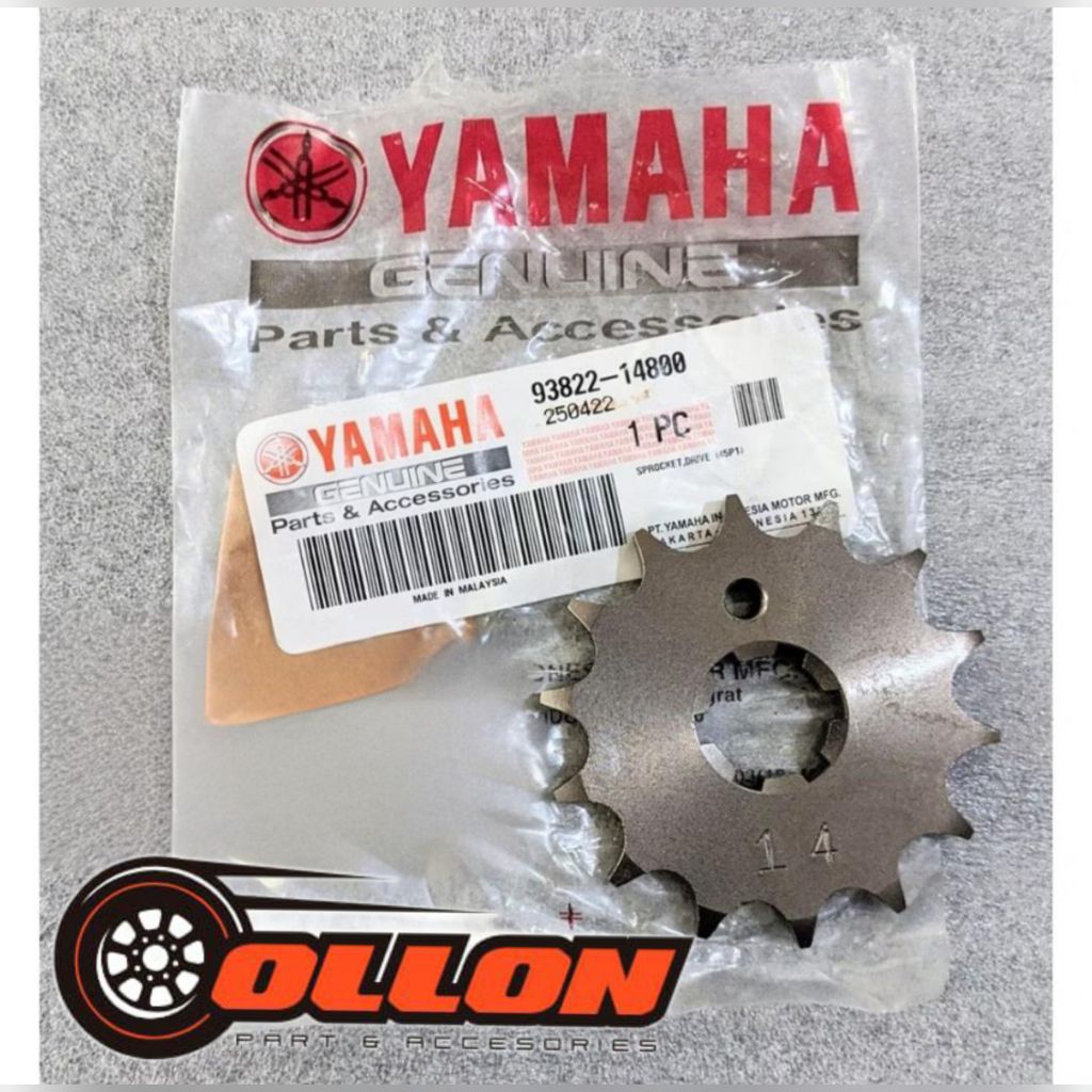 SPROCKET, DRIVE (14T) GER GER DEPAN YAMAHA WR 155 ASLI ORIGINAL YAMAHA 93822-14800
