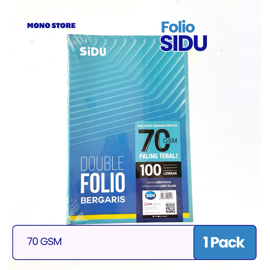 

[1 Pack (100 Lembar)] Folio Double Bergaris SIDU 100 Lembar 70 GSM