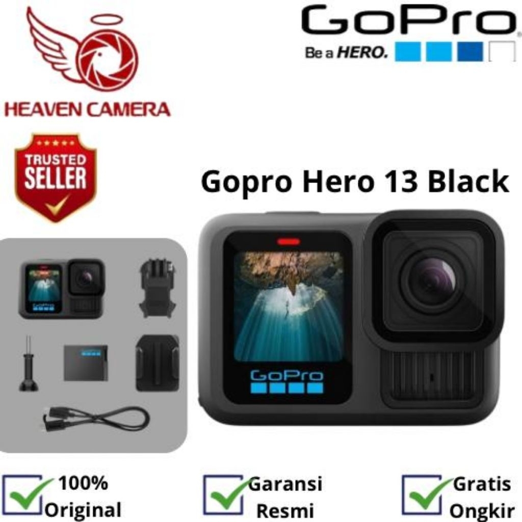 GoPro HERO13 Black Action Camera - Kamera Tahan Banting dengan Stabilisasi HyperSmooth 6.0