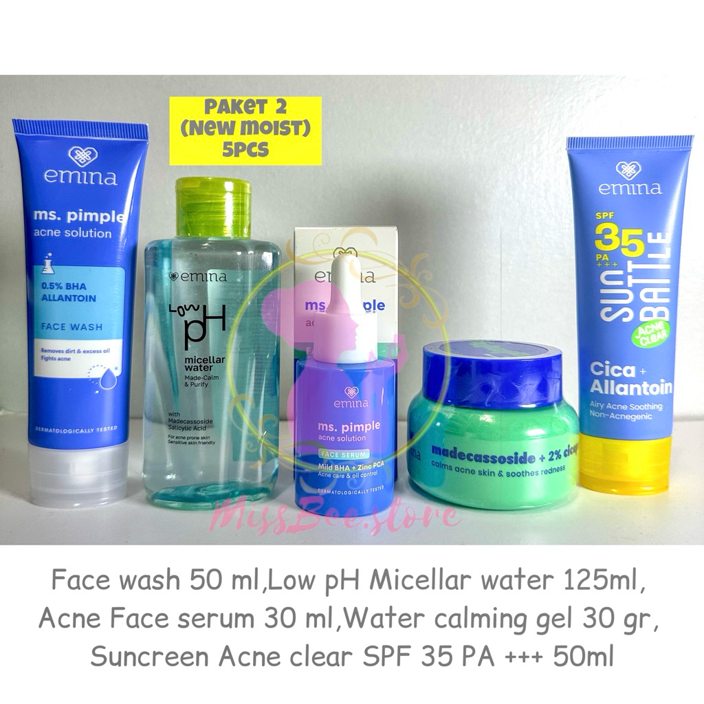 Paket Emina Ms.PIMPLE Acne Solution Series|Paket Lengkap Acne Emina|PAKET JERAWAT