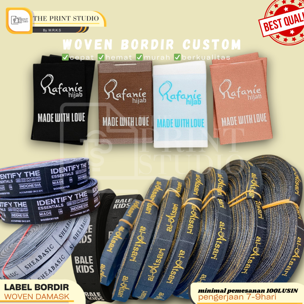 free design label merek/label bordir custom/ label pakaian /label slip/merek rajut/label nama