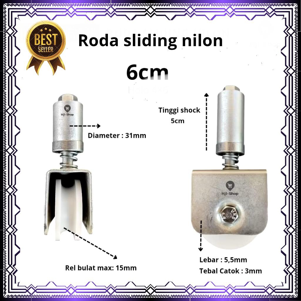 Oliver Syahdu Roda Sliding Nilon, Roda Pagar Sliding Nilon Roda Pagar Lrel Tikung