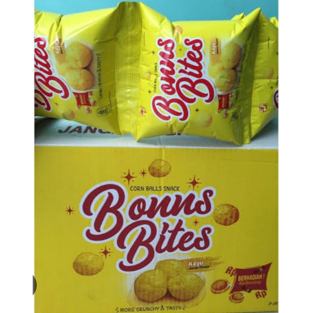 

chiki bonns bites rasa keju 1 renceng/1 bal=10 pcs berhadiah bila beruntung