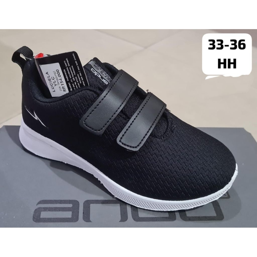 Sepatu Ando anak SD/SMP, sepatu Ando anak warna hitam ukuran 33-36
