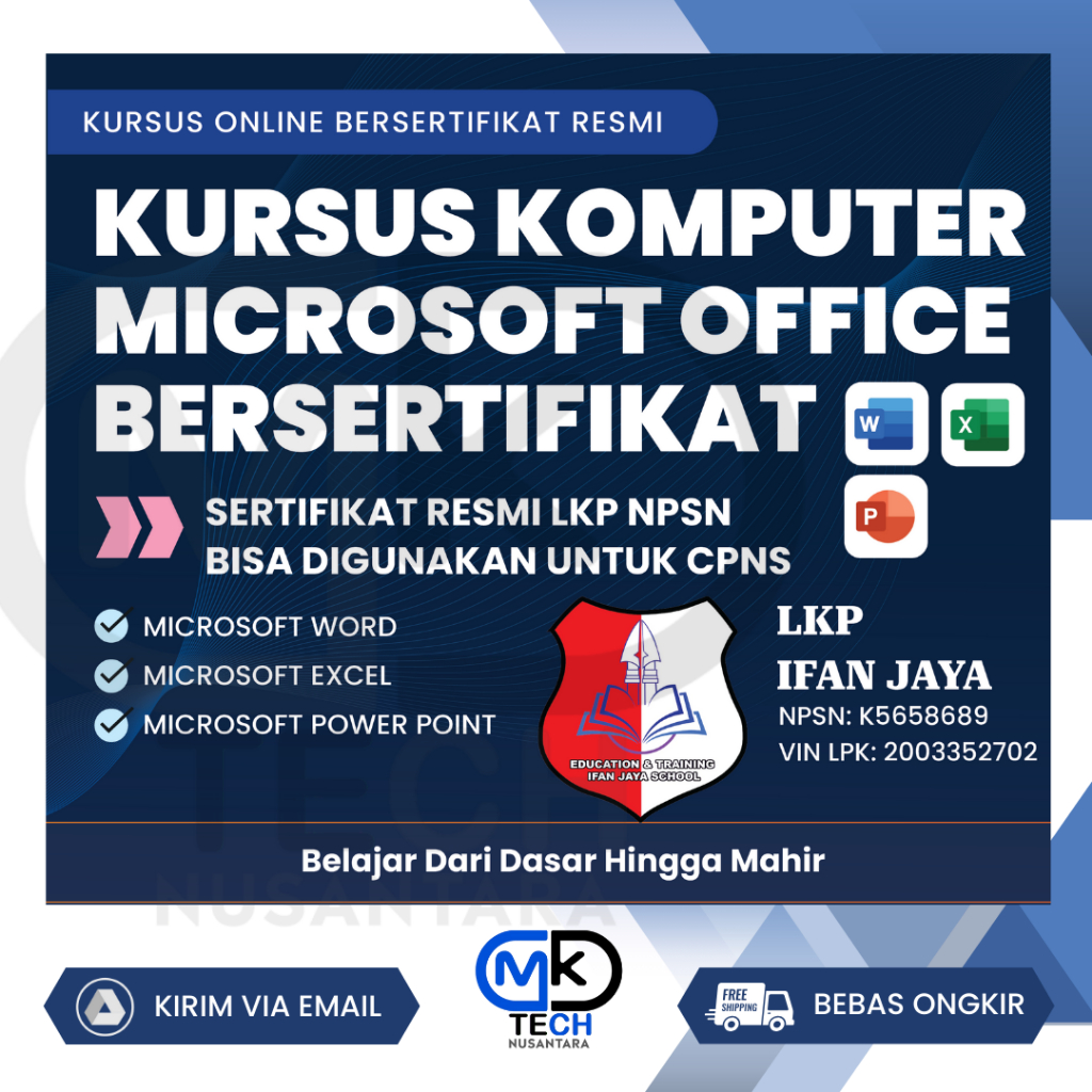 Kursus Online Office Bersertifikat Resmi LKP Berskala Nasional - Untuk Melamar Kerja Terpercaya