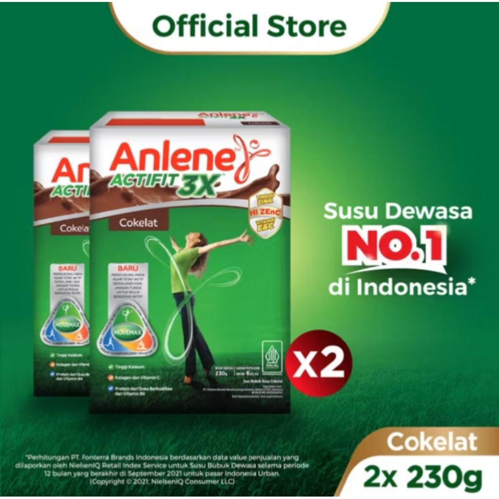 

Anlene Actifit 3X Susu Bubuk Dewasa Cokelat 230gr x2 - Nutrisi Tinggi Kalsium Untuk Tulang Sendi dan Otot
