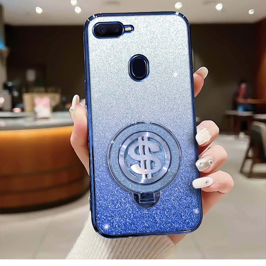 Case Kick Stand Oppo F9 Softcase Glitter Luxury Premium Casing