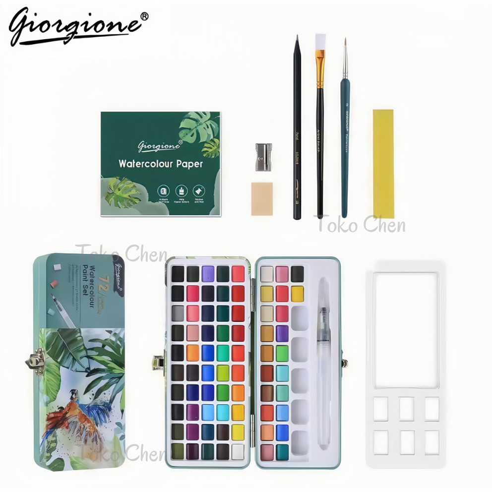 

Giorgione Cat Air Padat Cat Lukis Set Watercolor Cake 50/72 Warna