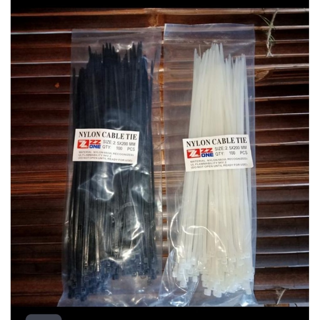 

cable ties 2.5x200x100 pcs hitam putih harga sama kabel tiee pengikat