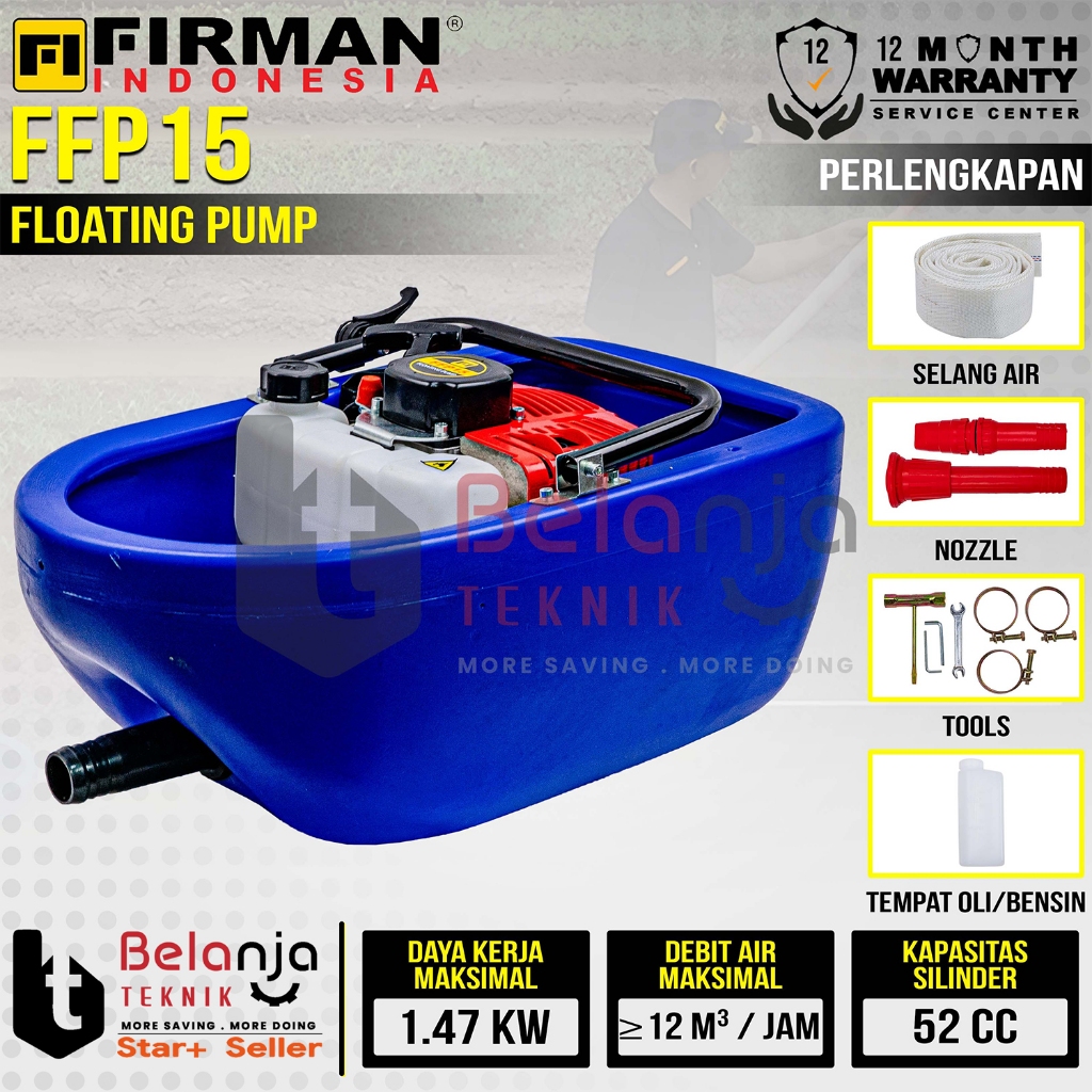 Mesin Pompa Air Irigasi Firman FFP 15 Floating Pump FFP15 Bensin 2 Tak Pompa Apung