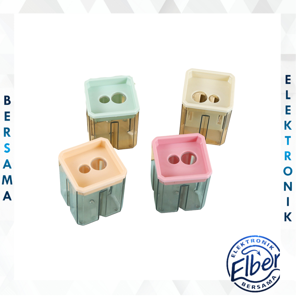 

ELBER Rautan Pensil 2 Lubang / Serutan Pensil Warna Warni / Rautan Serutan Pensil Warna Wadah Besar Murah Berkualitas Y3441