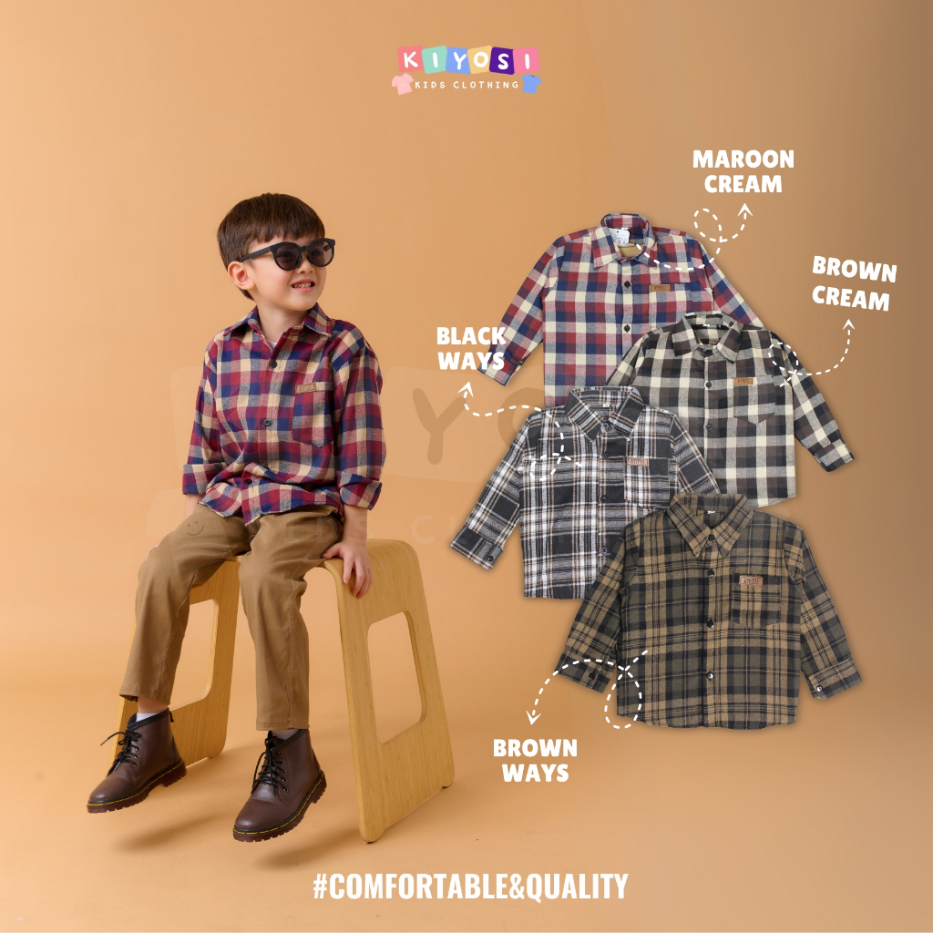 KIYOSI Kemeja  Anak Flanel Laki-Laki Lengan Panjang  1-6  Tahunan