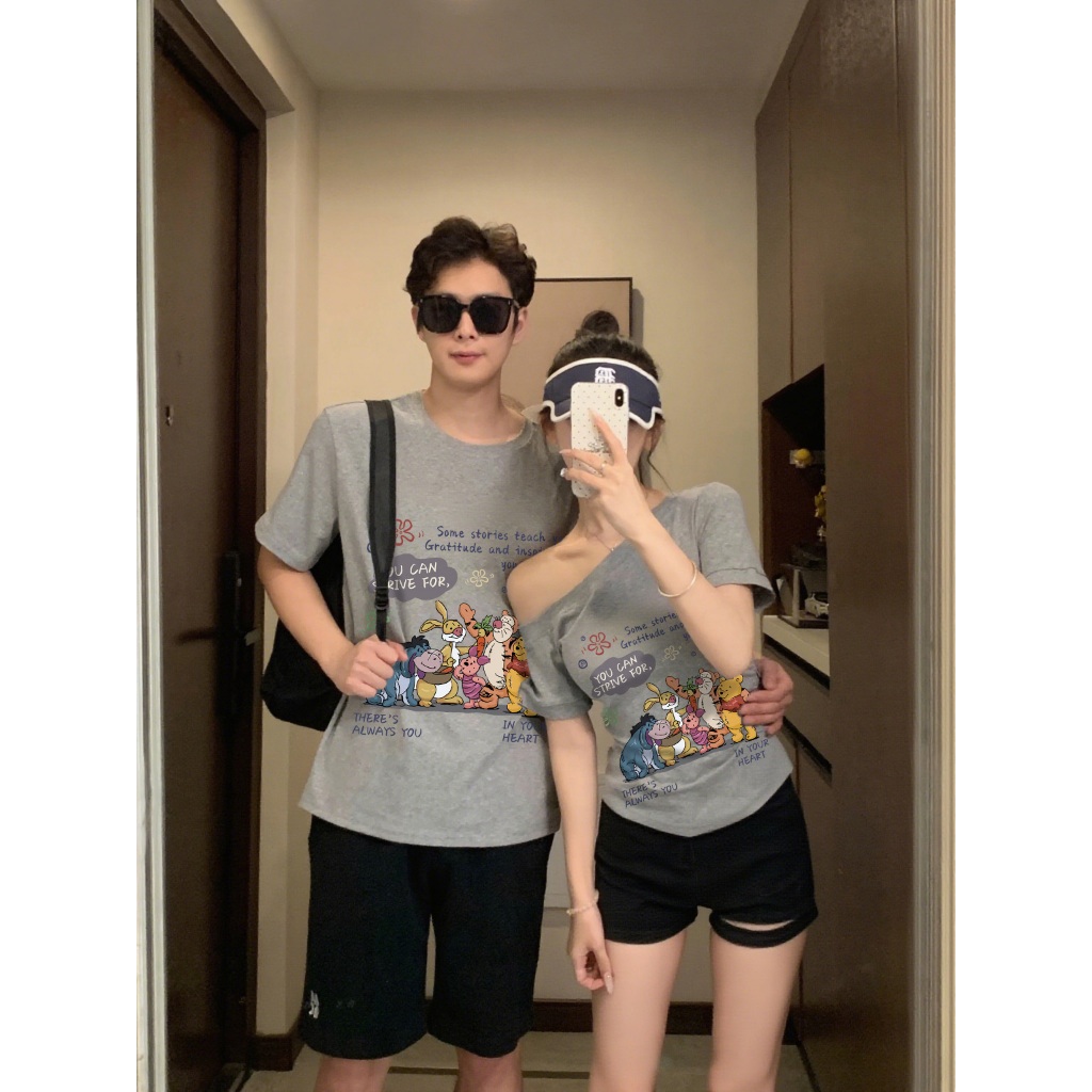Remay. Sabrina t shirt Korean style Winnie the Pooh kaos baju wanita retro pakaian pasangan /87
