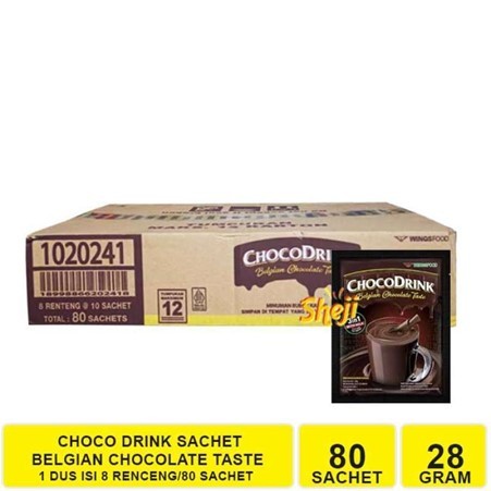 

Choco Drink Belgian Chocolate Taste 28G 1 Dus Isi 8 Renceng (80 Sachet)