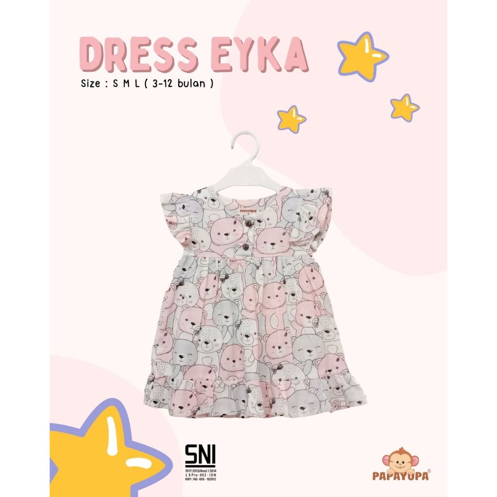 [ PAPAYUPA ] Dress Eyka- Dress Anak | Dress Bayi | Baju Bayi | Dress Baby | Baju Baby | Baju Anak
