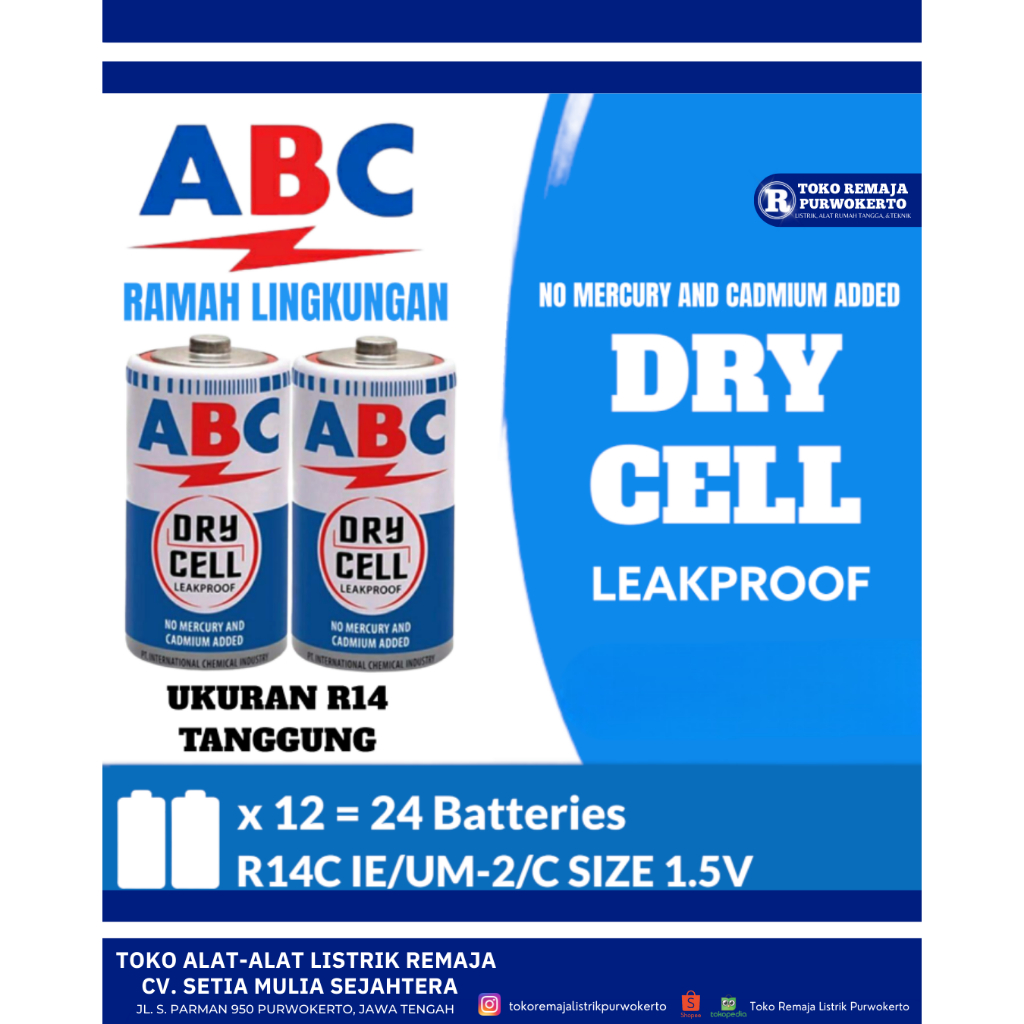 Batu Baterai ABC Tanggung R-14