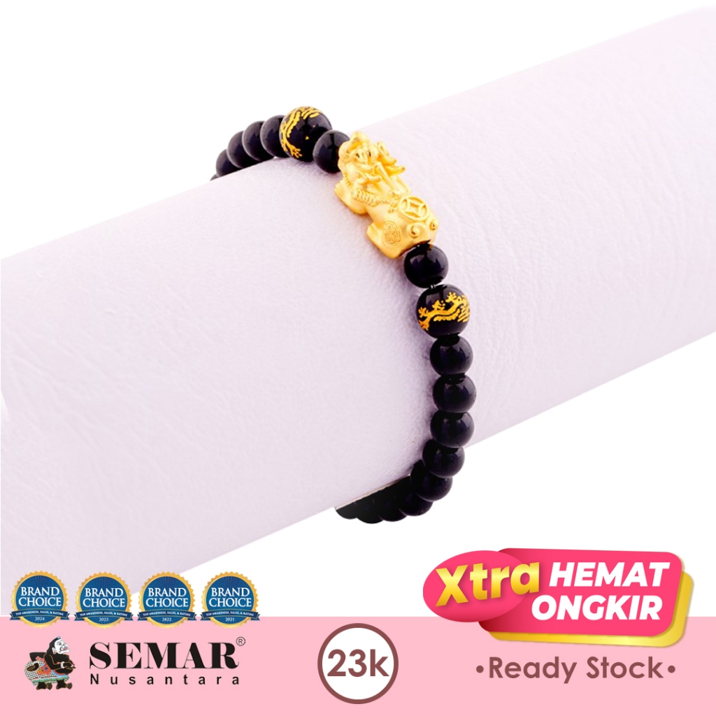 Gelang Emas Tali Kristal Dragon Pixiu Gold 23K Semar Nusantara
