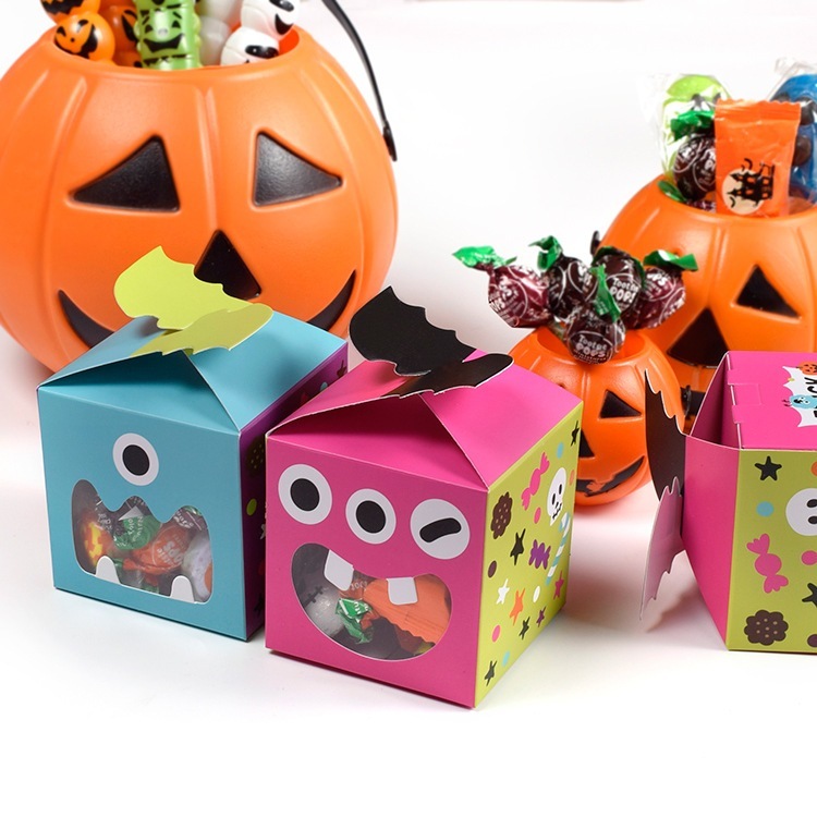 

Kotak kado mini Halloween/ Mini box permen cookies puding Halloween/Box kado gift motif monster lucu Halloween/Cute trick or treat candy box