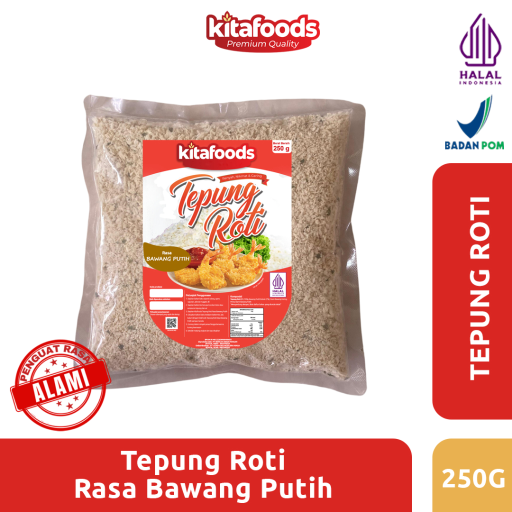 

Kitafoods Tepung Roti Rasa Bawang Putih 250g - Tanpa Penguat Rasa