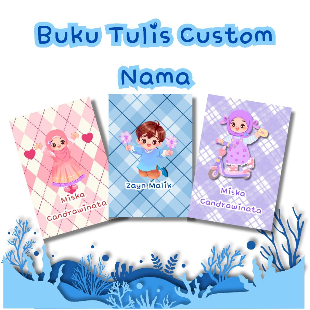 

Buku Tulis Custom Tema Karakter Cowok Cewek Lucu Ukuran A5