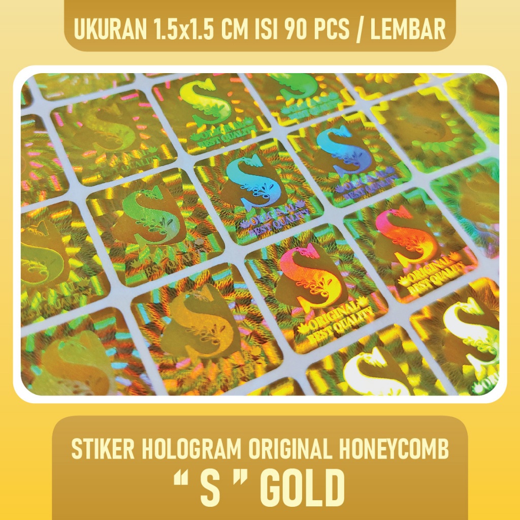 

Stiker Hologram Original HONEYCOMB BULAT _ BEST QUALITY 1.5 x1.5 cm GOLD_ "S