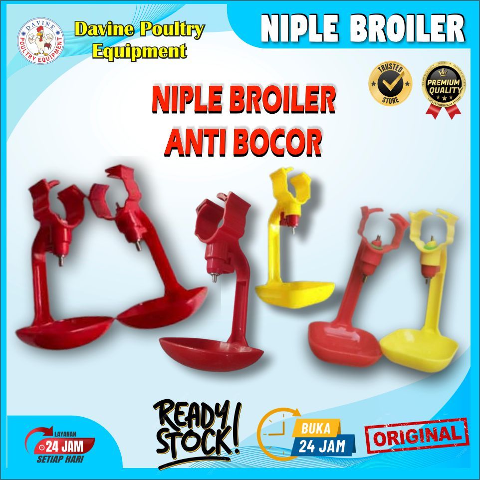 Nipel/Niple Broiler Merah & Kuning (Tempat Minum Ayam)