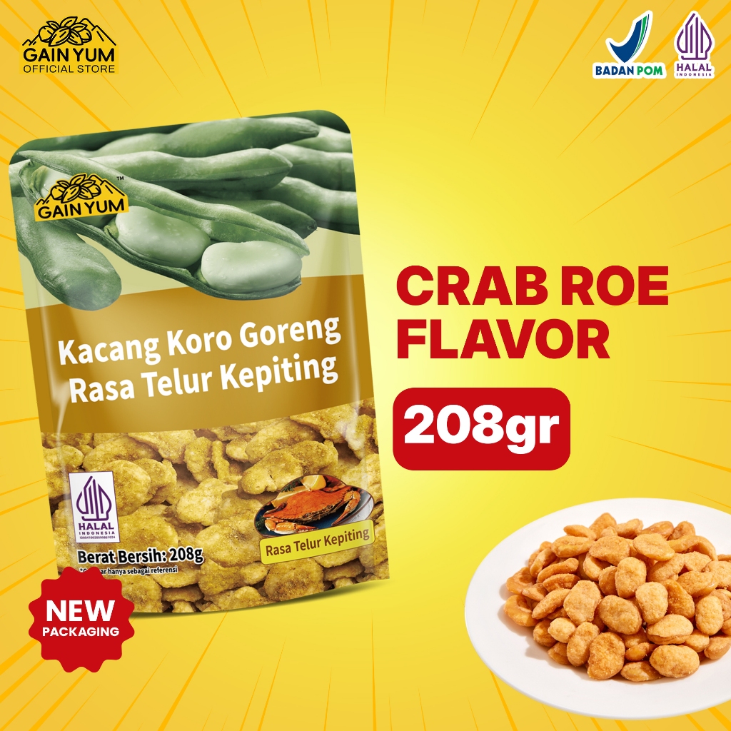 

Gain Yum - Kacang Koro Rasa Telur Kepiting Kam Yuens Broad Beans Crab Roe Flavor 208G