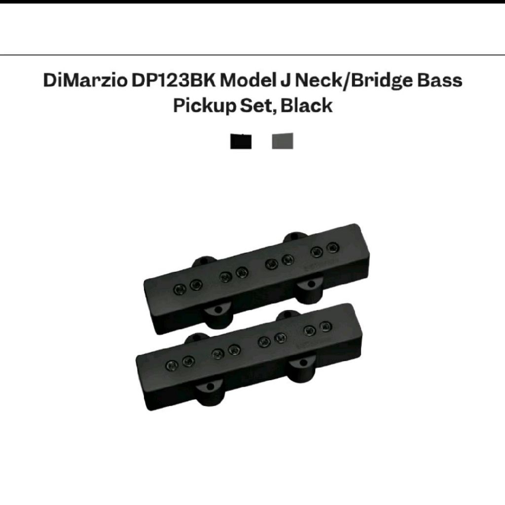 DiMarzio DP123BK Model J Neck/Bridge Bass Pickup Set, Black