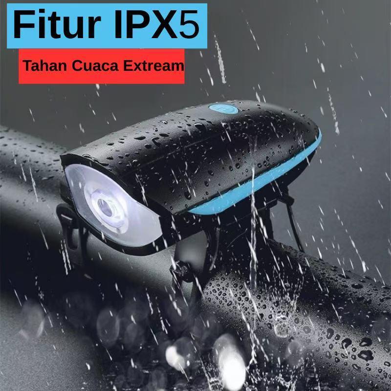 [TOKO SNACK JKT ]Lampu Sepeda dengan Klakson Tahan Air dan Tahan Hujan Sepeda / Sepeda Gunung Ringan