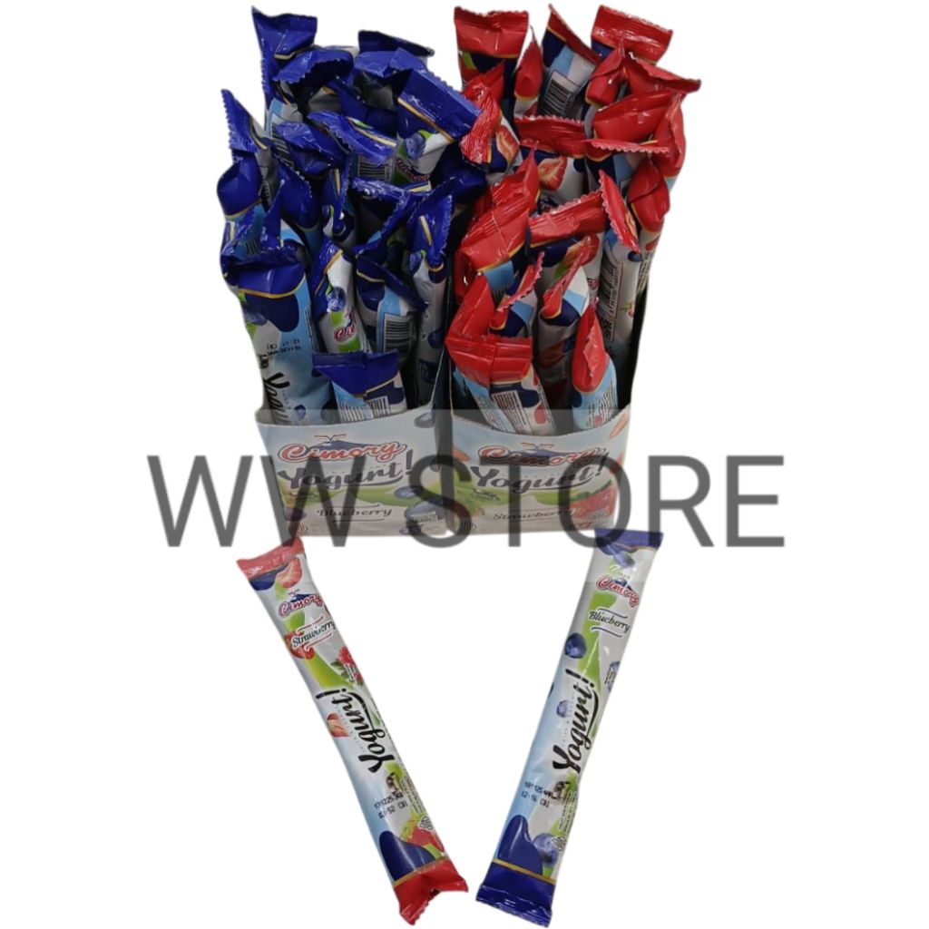 

Stik krim yoghurt rasa buah stroberi bluberi halal MUI Cimory THICK & CREAMY Yogurt ! Strawberry Blueberry flavour flavor 25 sticks x 40g