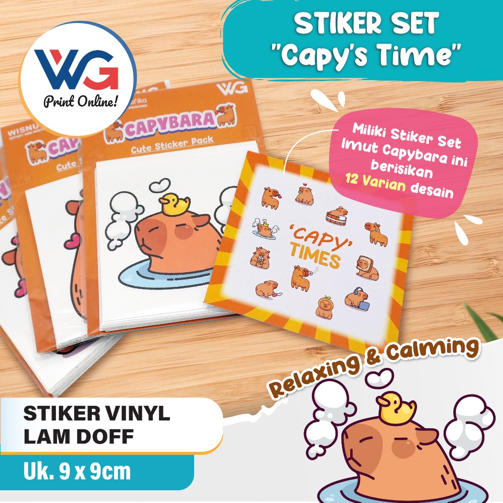 

STIKER SET VINYL TAHAN AIR + LAMINATING DOFF, IMUT & LUCU CAPYBARA 12 PCS BEDA VARIAN ~ RELAXING & CALMING IT'S CAPY'S TIME!!