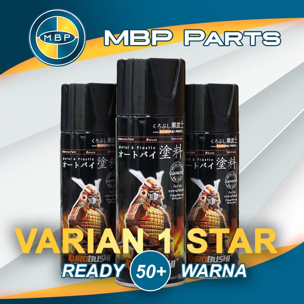 Cat Semprot Samurai Paint Varian 1 Star Warna Black Hitam Metalic Metalik White Putih Merah Red Abu 