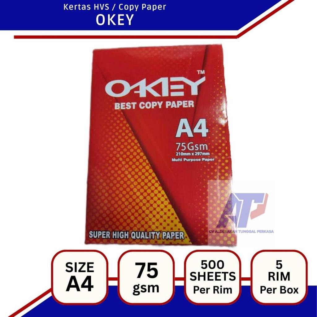 

Kertas HVS A4 OKEY 75 gsm 1 RIM (500 Lembar) Copy Paper Print Copier Fotocopy