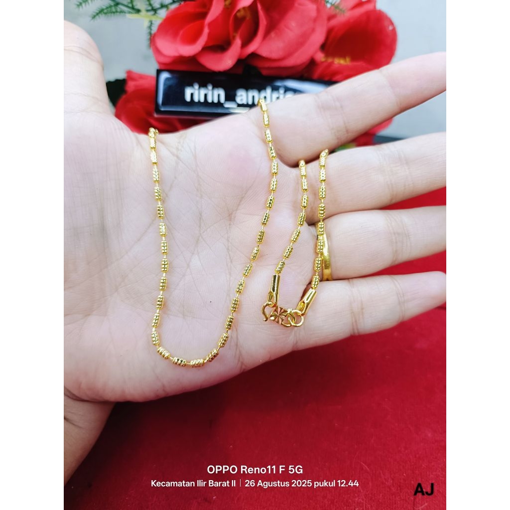kalung bambu ulir lapis emas 24k