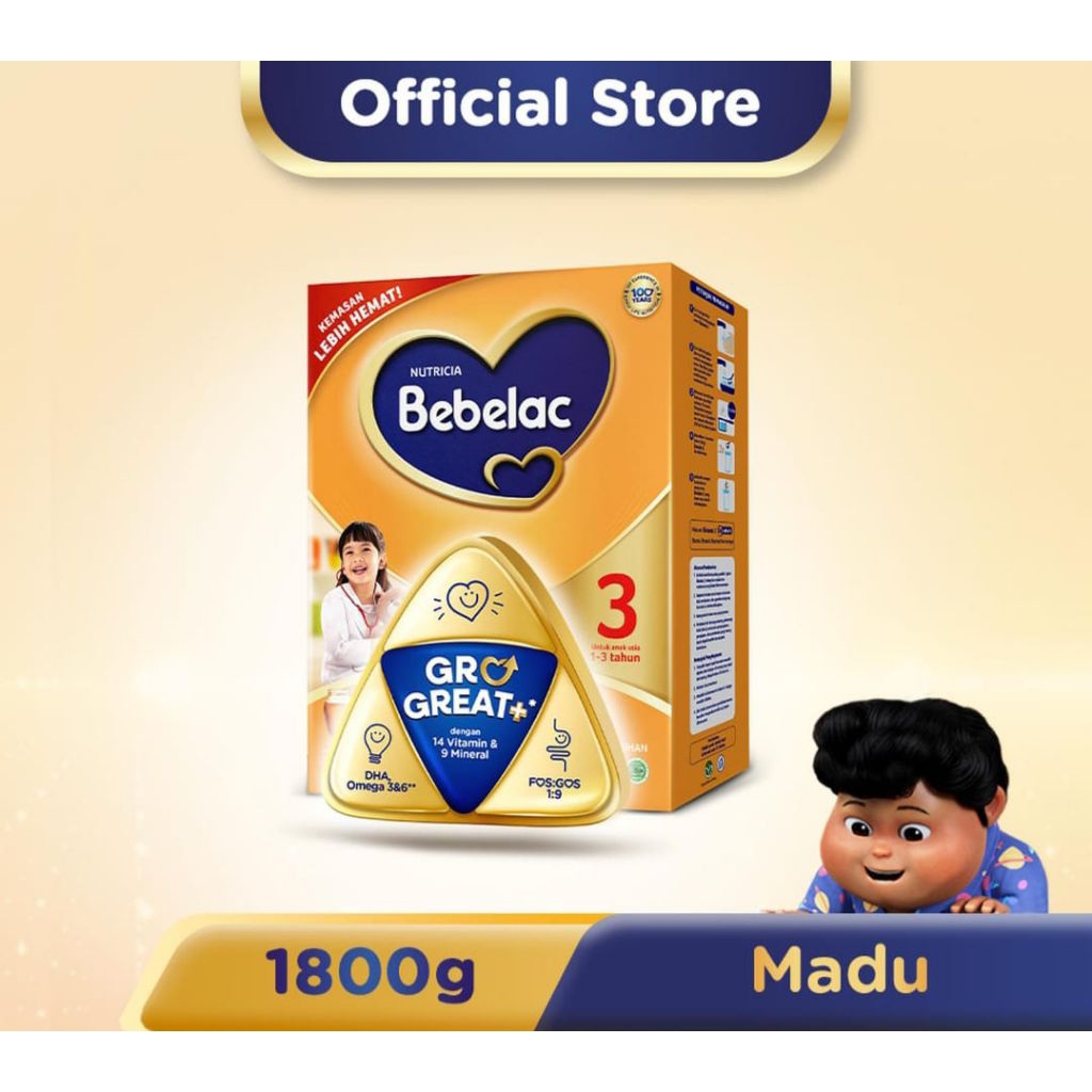

BEBELAC 3 MADU SUSU BUBUK PERTUMBUHAN BUBUK 1800 GRAM