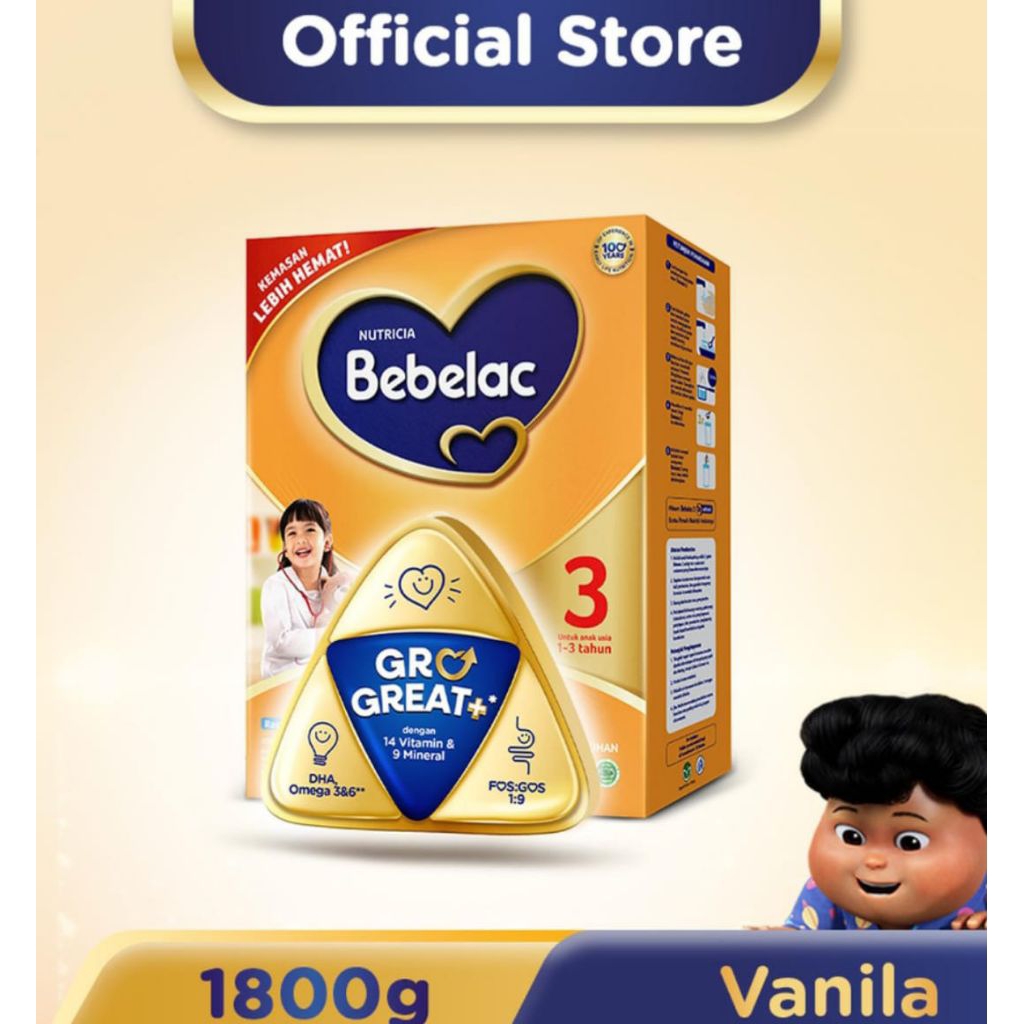 

BEBELAC 3 VANILA SUSU BUBUK PERTUMBUHAN BUBUK 1800 GRAM