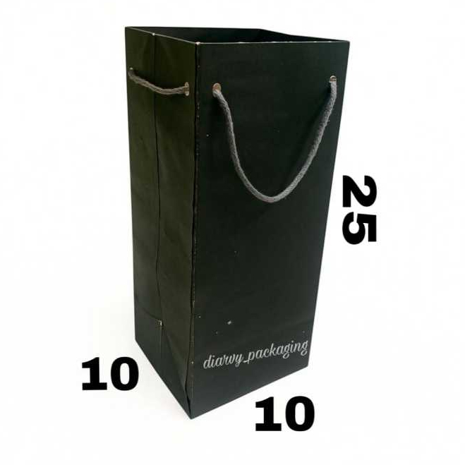 

Paperbag Botol Hitam Polos 10x10x25 paperbag minuman tas kertas Kraft goodie bag souvenir