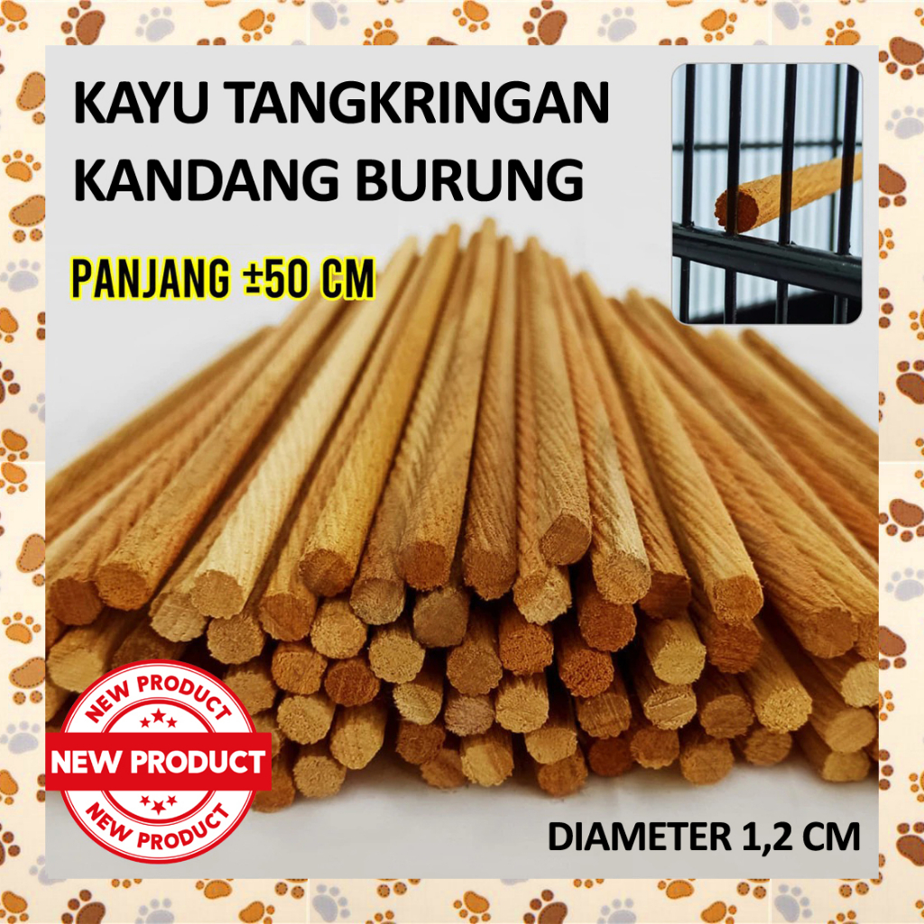 E20OPN Tangkringan Kayu Kandang Burung Ulir Kayu Jati Panjang 50 CM Sangkar Love Bird Kenari Sugar G